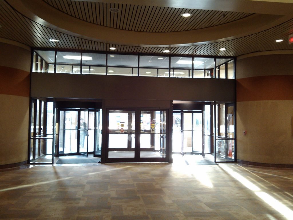 Aluminum framed glass storefront doors
