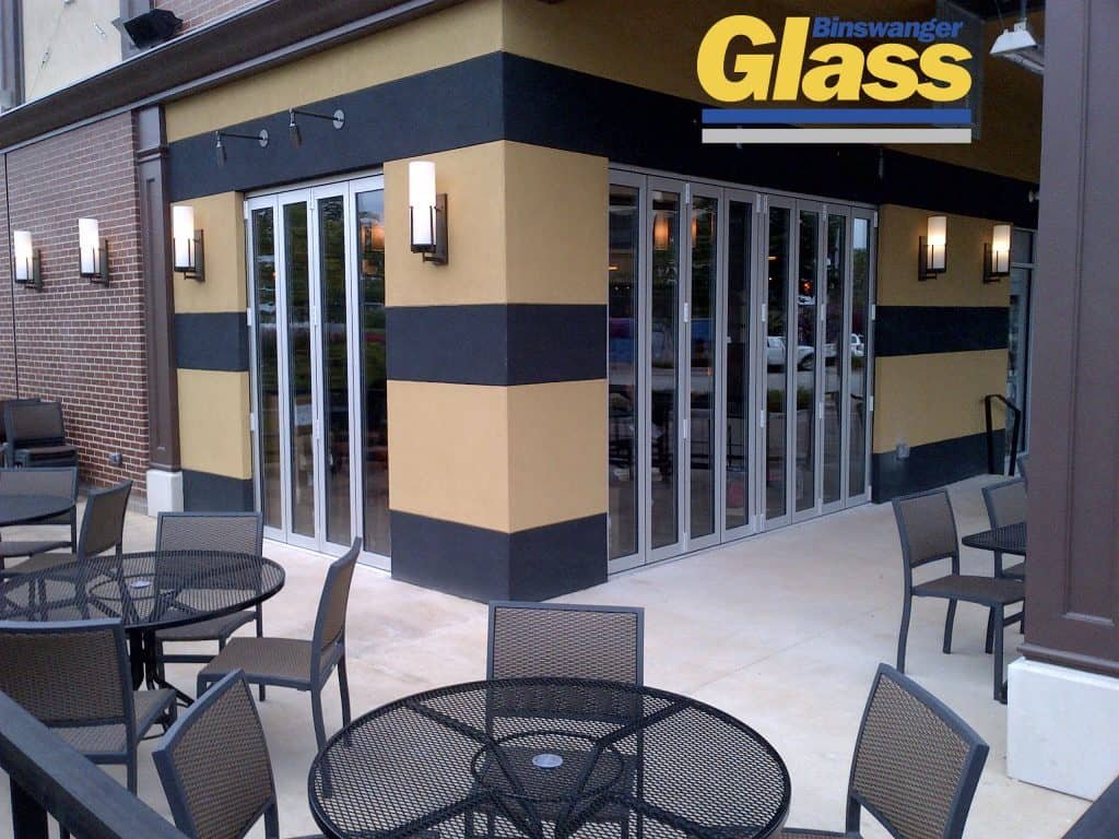 Frameless glass storefront doors